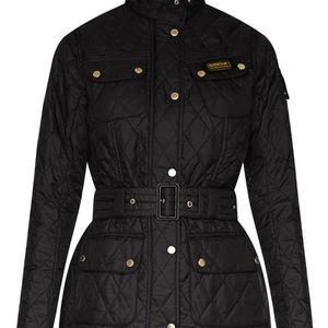 Barbour belted black coat